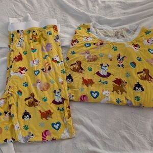 Little Sleepies Disney Animal Print Pajama Set Size 12-14 NWOT